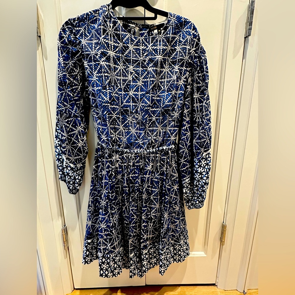 Maje Blue and White Abstract Dress